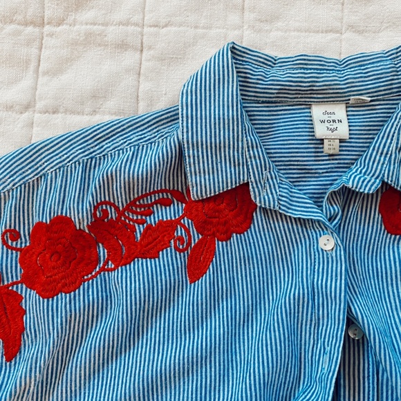 Striped Embroidered Button Down - Picture 2 of 4